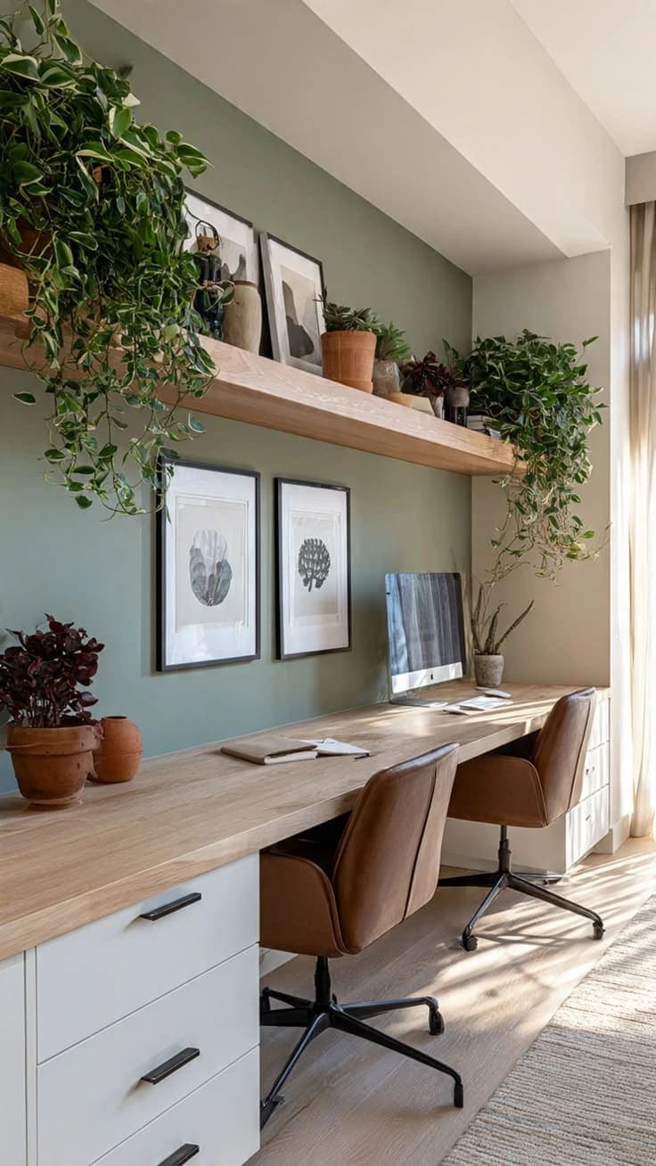 Long Desk Small Office Decor For Shared Spaces 🌿